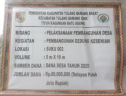 Proyek Gedung Kesenian Tiyuh Kagungan Ratu Agung Diduga Abaikan Pondasi, Anggaran Rp80 Juta Terancam Mubazir